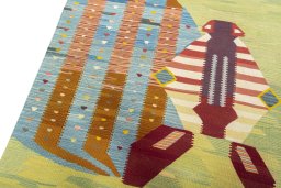 Surface texture of New Kilim Dastan rug with natural Wool and intricate pattern