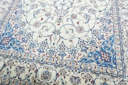 Close-up detail of 2000s Nain rug from Iran / Persia showing Wool weave