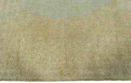 Full view of 1970s Vintage rug from Pakistan, 358 × 296 cm in Green tones