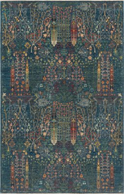 Full view of New Haj-jalili rug from Pakistan, 281 × 180 cm in Blue tones