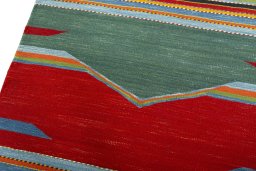 Surface texture of New Kilim Sofre rug with natural Wool and intricate pattern