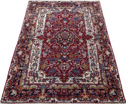 Surface texture of 2000s Jozan rug with natural Wool and intricate pattern