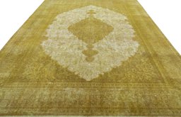 Surface texture of 1970s Vintage rug with natural Wool and intricate pattern