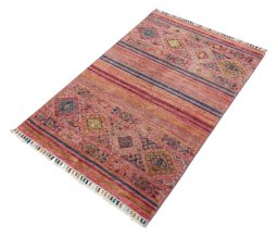 Close-up detail of New Samarkand rug from Pakistan showing Wool weave