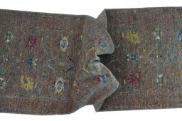 Full view of New Farahan rug from Pakistan, 247 × 79 cm in Beige tones