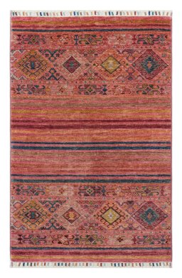 Full view of New Samarkand rug from Pakistan, 122 × 80 cm in Red tones