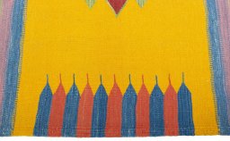 Close-up detail of New Kilim Sofre rug from Turkey showing Wool weave