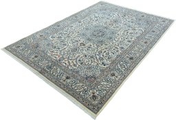 Corner detail of 2000s Kashmar rug showing border pattern and Wool pile