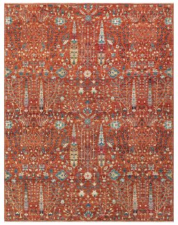 Full view of New Haj-jalili rug from Pakistan, 358 × 277 cm in Red tones