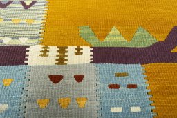Backside of handmade New Kilim Dastan rug showing knot structure and weave density