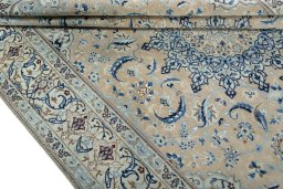Close-up detail of 2000s Nain rug from Iran / Persia showing Wool weave