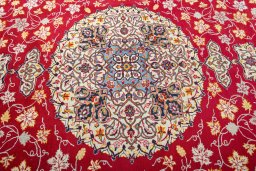 Central medallion detail of 2000s Kashan rug from Iran / Persia