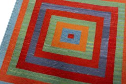 Surface texture of New Kilim Sofre rug with natural Wool and intricate pattern