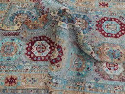 Full view of New Farahan rug from Pakistan, 207 × 148 cm in Beige tones