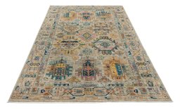 Surface texture of New Samarkand rug with natural Wool and intricate pattern