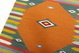 Surface texture of New Kilim Sofre rug with natural Wool and intricate pattern