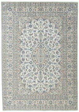 Full view of 2000s Kashan rug from Iran / Persia, 350 × 245 cm in Beige tones