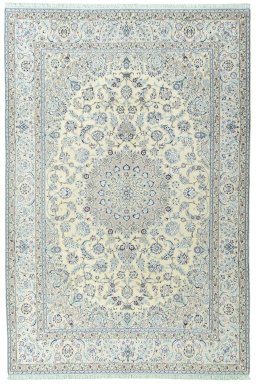 Full view of 2000s Nain rug from Iran / Persia, 354 × 236 cm in Beige tones