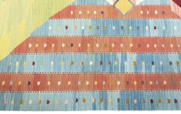 Close-up detail of New Kilim Dastan rug from Turkey showing Wool weave