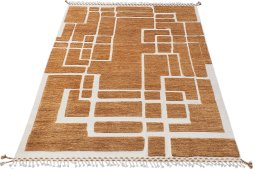 Corner detail of New Morocco rug showing border pattern and Wool pile