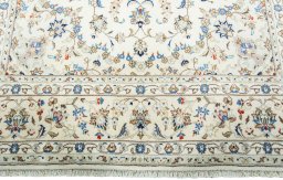 Full view of New Kashan rug from Iran / Persia, 309 × 195 cm in Beige tones