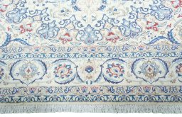 Full view of 2000s Nain rug from Iran / Persia, 350 × 268 cm in Beige tones
