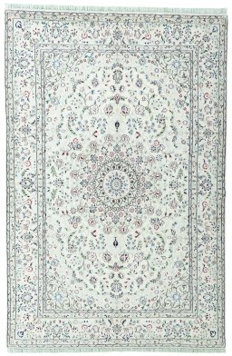 Full view of 2000s Nain rug from Iran / Persia, 300 × 197 cm in Beige tones