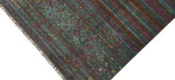 Backside of handmade New Samarkand rug showing knot structure and weave density
