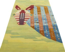 Close-up detail of New Kilim Dastan rug from Turkey showing Wool weave