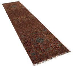 Corner detail of New Samarkand rug showing border pattern and Wool pile