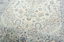 Close-up detail of 2000s Nain rug from Iran / Persia showing Wool weave