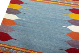 Surface texture of New Kilim Sofre rug with natural Wool and intricate pattern