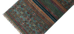 Backside of handmade New Samarkand rug showing knot structure and weave density