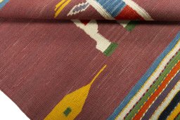 Full view of New Kilim Dastan rug from Turkey, 105 × 108 cm in Multi Color tones