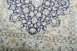 Close-up detail of 2000s Nain rug from Iran / Persia showing Wool weave