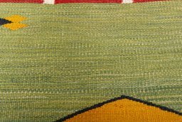 Backside of handmade New Kilim Dastan rug showing knot structure and weave density