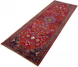 Corner detail of 2000s Meymeh rug showing border pattern and Wool pile
