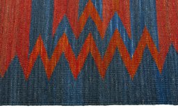 Close-up detail of New Kilim Sofre rug from Turkey showing Wool weave