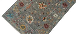 Backside of handmade New Farahan rug showing knot structure and weave density