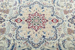 Central medallion detail of 2000s Nain rug from Iran / Persia