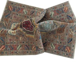 Full view of New Kazak rug from Pakistan, 130 × 79 cm in Brown tones