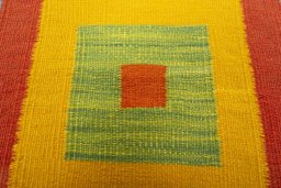 Backside of handmade New Kilim Sofre rug showing knot structure and weave density