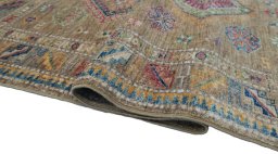 Close-up detail of New Kazak rug from Pakistan showing Wool weave