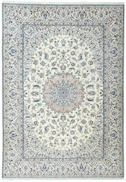 Full view of 2000s Nain rug from Iran / Persia, 345 × 241 cm in Beige tones