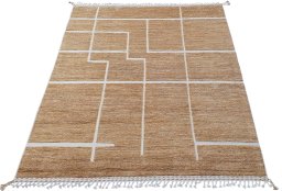 Corner detail of New Morocco rug showing border pattern and Wool pile