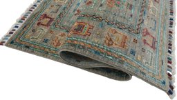 Close-up detail of New Samarkand rug from Pakistan showing Wool weave
