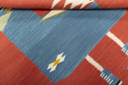 Full view of New Kilim Dastan rug from Turkey, 104 × 97 cm in Multi Color tones