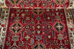 Full view of 2000s Shiraz rug from Iran / Persia, 236 × 141 cm in Red tones