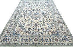 Surface texture of New Nain rug with natural Wool and intricate pattern