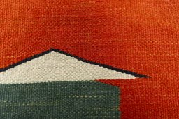 Backside of handmade New Kilim Dastan rug showing knot structure and weave density
